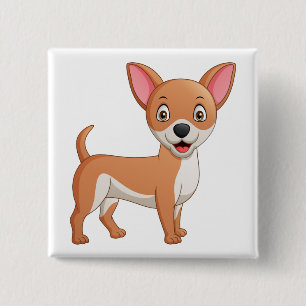 Chapa Cuadrada Lindo Cachorro Chihuahua Dibujo Animado Amante