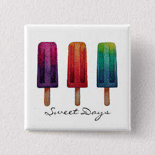Chapa Cuadrada Lindo el Popsicle de la acuarela helado