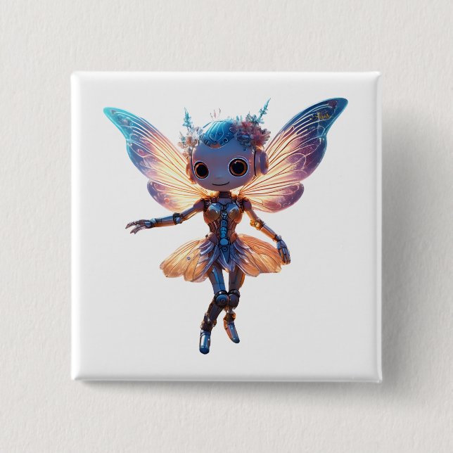 Chapa Cuadrada Lindo Robot Bailarín Pixie Bailarina (Anverso)