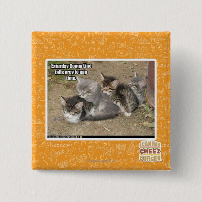 Chapa Cuadrada Línea de Conga de Caturday (Anverso)