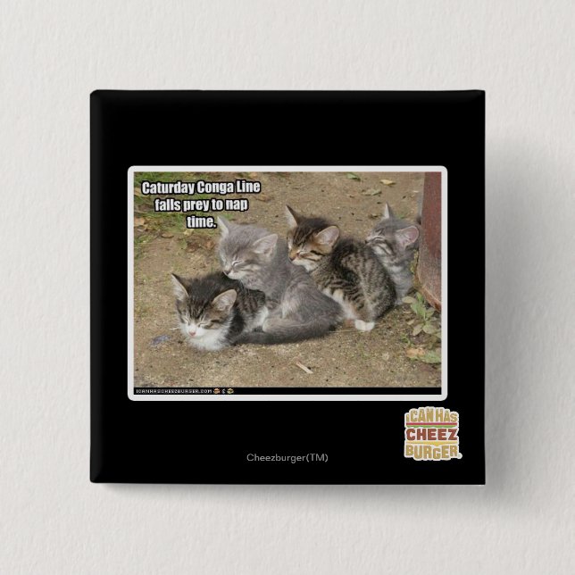 Chapa Cuadrada Línea de Conga de Caturday (Anverso)