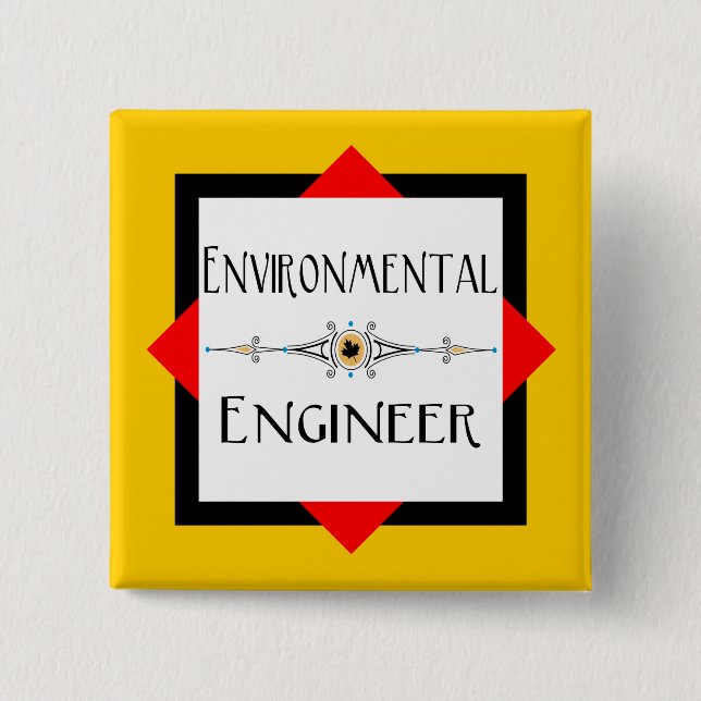 Chapa Cuadrada Línea decorativa de ingeniero ambiental (Anverso)