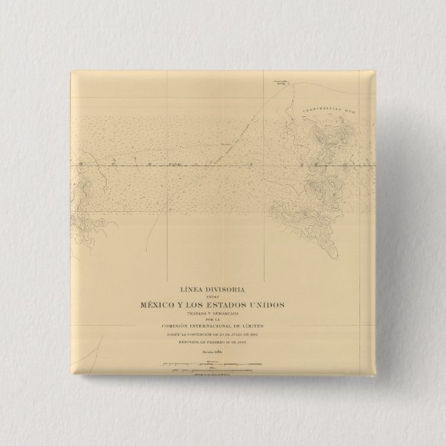 Chapa Cuadrada Línea Divisoria entre México 3 (Anverso)