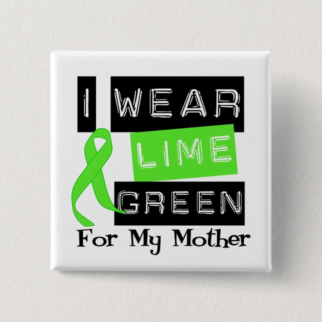 Chapa Cuadrada Linfoma Lime Green Ribbon Madre (Anverso)