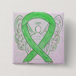 Chapa Cuadrada Linfoma no Hodgkins Pins de cinta verde Angel Lime