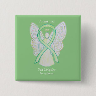Chapa Cuadrada Linfoma no Hodgkins Pins de cinta verde Angel Lime