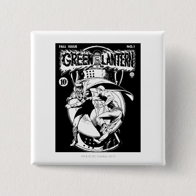 Chapa Cuadrada Linterna verde con el cabo en la lucha, blanco y (Anverso)