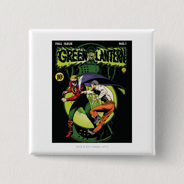 Chapa Cuadrada Linterna verde con el cabo en lucha (Anverso)