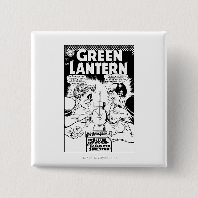 Chapa Cuadrada Linterna verde contra Sinestro, blanco y negro (Anverso)