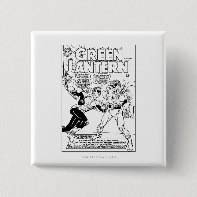 Chapa Cuadrada Linterna verde en el anillo, blanco y negro (Anverso)