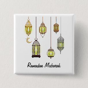 Chapa Cuadrada Linternas Ramadán Mubarak Oriental Árabe Musulmán