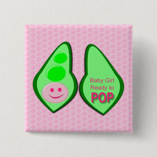 Chapa Cuadrada Listo para pop Girl Pea Rosa