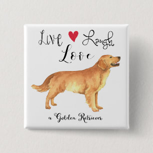 Chapa Cuadrada Live Lauder Love a Golden Retriever Button
