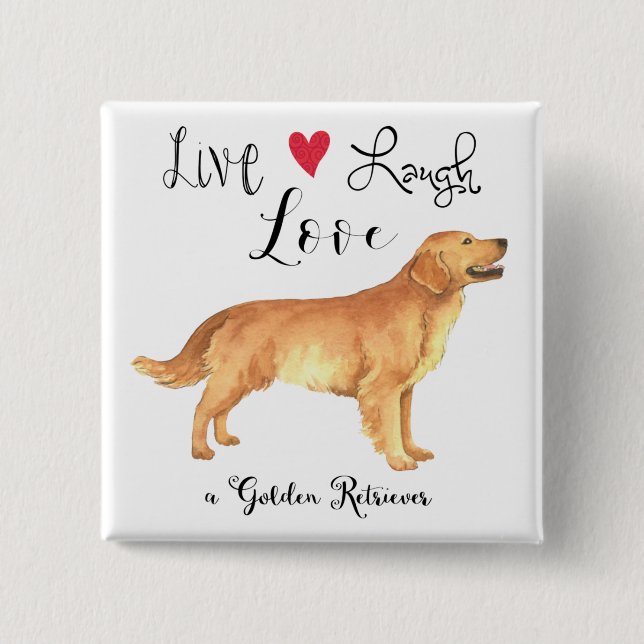 Chapa Cuadrada Live Lauder Love a Golden Retriever Button (Anverso)