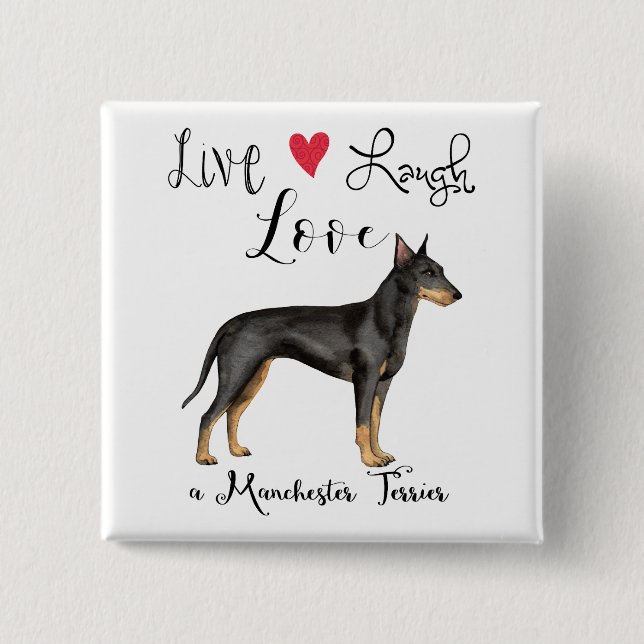Chapa Cuadrada Live Lauder Love a Manchester Terrier Button (Anverso)