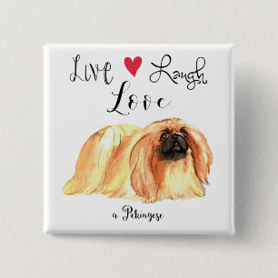 Chapa Cuadrada Live Lauder Love a Pekingese Button