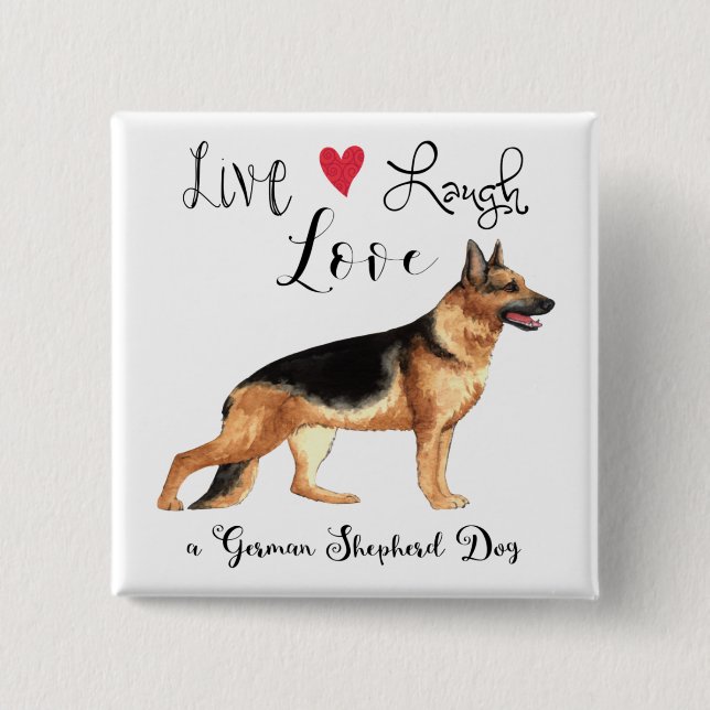 Chapa Cuadrada Live Laugh Love a German Shepherd (Anverso)