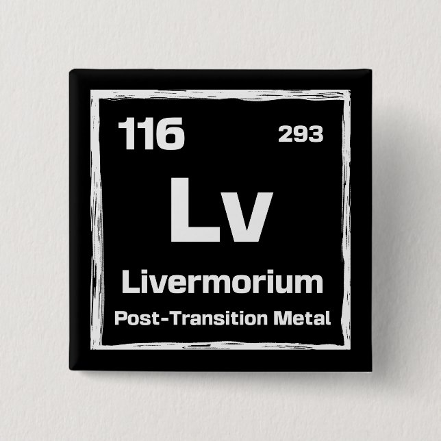 Chapa Cuadrada Livermorio (Lv) - Tabla Periódica de los Elementos (Anverso)