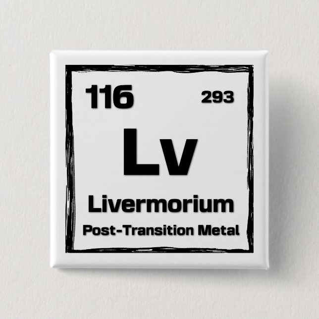 Chapa Cuadrada Livermorio (Lv) - Tabla Periódica de los Elementos (Anverso)