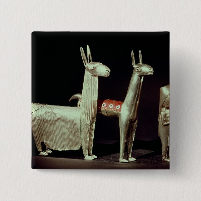 Chapa Cuadrada Llama, alpaca y mujer (Anverso)