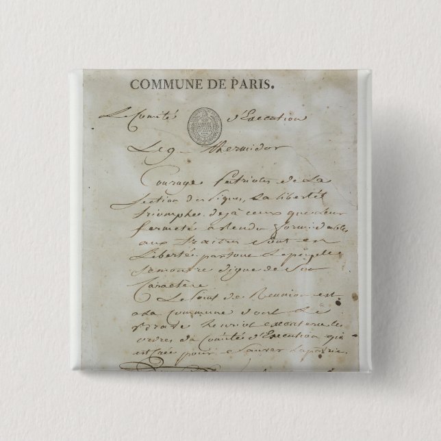 Chapa Cuadrada Llamada de Maximiliano de Robespierre (Anverso)