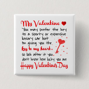 Chapa Cuadrada  Llave Al Regalo De Mi El día de San Valentín Del