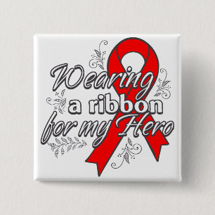 Chapa Cuadrada Llevar una cinta roja para mi héroe