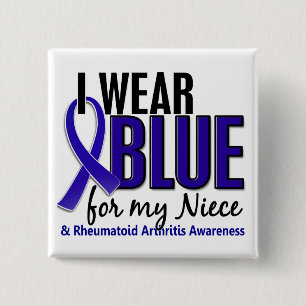 Chapa Cuadrada Llevo el RA azul de la artritis reumatoide de la