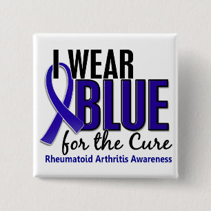 Chapa Cuadrada Llevo el RA azul de la artritis reumatoide de la