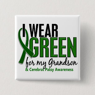 Chapa Cuadrada Llevo el verde para mi parálisis cerebral del