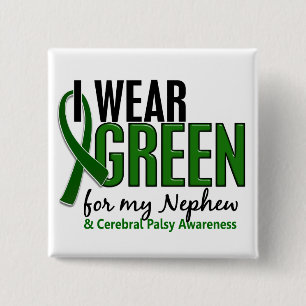 Chapa Cuadrada Llevo el verde para mi parálisis cerebral del