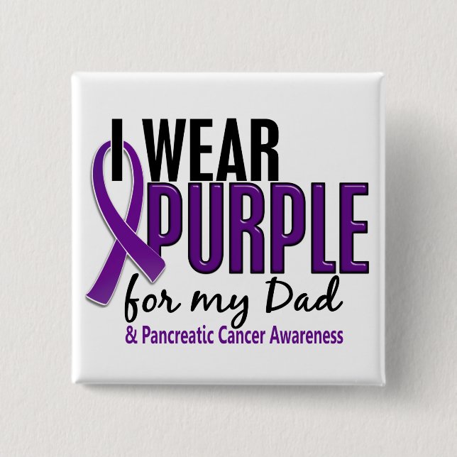 Chapa Cuadrada Llevo la púrpura para mi cáncer pancreático del (Anverso)