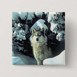 Chapa Cuadrada Lobo en quietud invernal