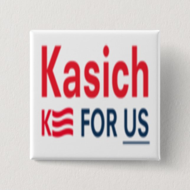 Chapa Cuadrada Logo de Kasich for Us (Anverso)