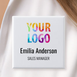 Chapa Cuadrada Logo de negocios Insignia de nombre del empleado b