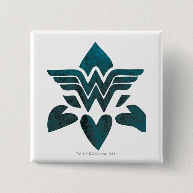 Chapa Cuadrada Logo de Wonder Woman Grunge (Anverso)