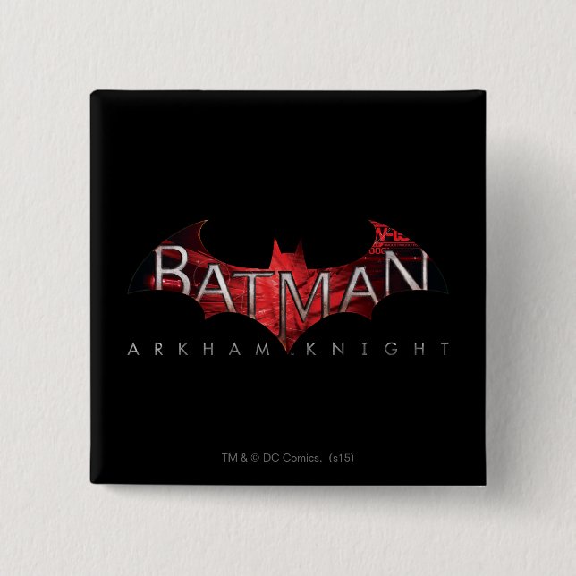 Chapa Cuadrada Logo rojo de Batman Arkham Knight (Anverso)