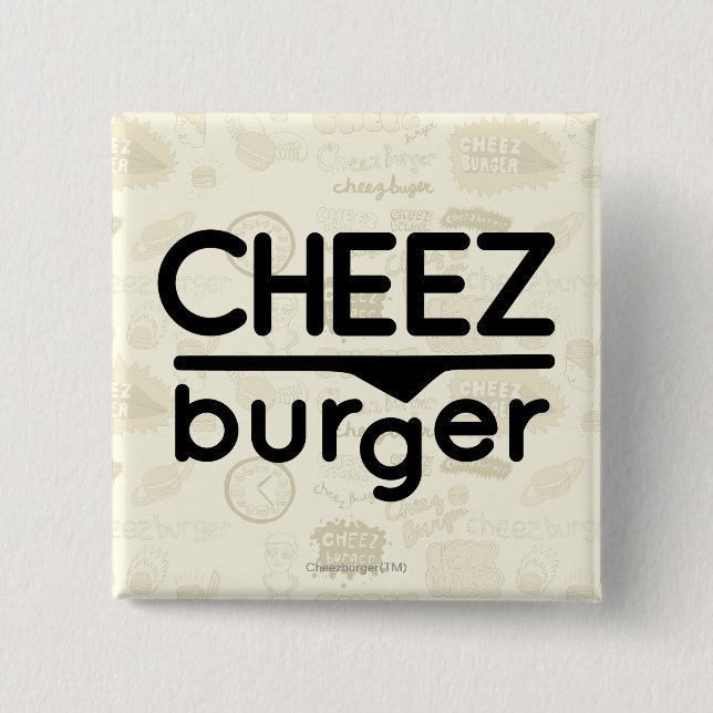 Chapa Cuadrada Logotipo de Cheezburger (negro) (Anverso)