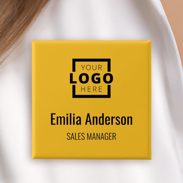 Chapa Cuadrada Logotipo de negocio Empleado Nombre del personal I (Subido por el creador)