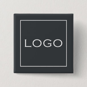Chapa Cuadrada Logotipo Empresarial Personalizable en Gris Carbón