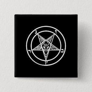Chapa Cuadrada Logotipo satánico de la cabra invertida de pentagr