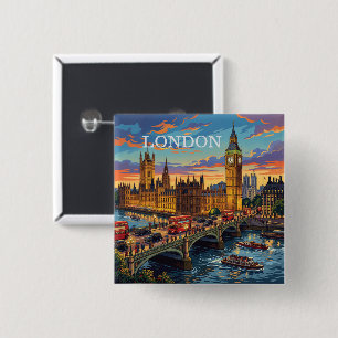 Chapa Cuadrada Londres Inglaterra Arte de Viaje Vintage