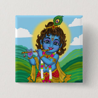 Chapa Cuadrada Lord Krishna Button