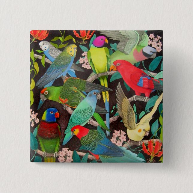 Chapa Cuadrada Loros del mundo II (Anverso)