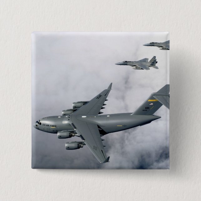 Chapa Cuadrada Los águilas F-15B acompañan al primer C-17 de Hawa (Anverso)
