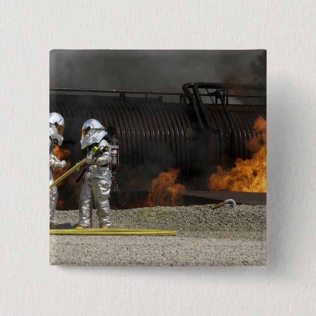 Chapa Cuadrada Los bomberos neutralizan un incendio vivo (Anverso)