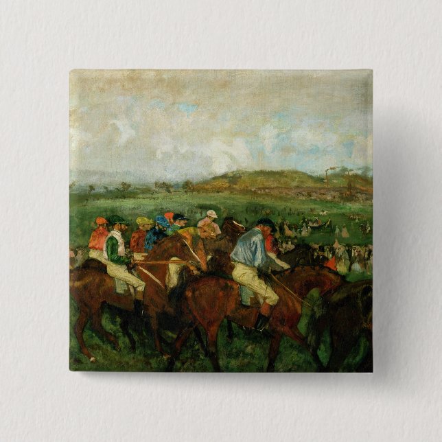 Chapa Cuadrada Los caballeros de Edgar Degas el | compiten con, (Anverso)