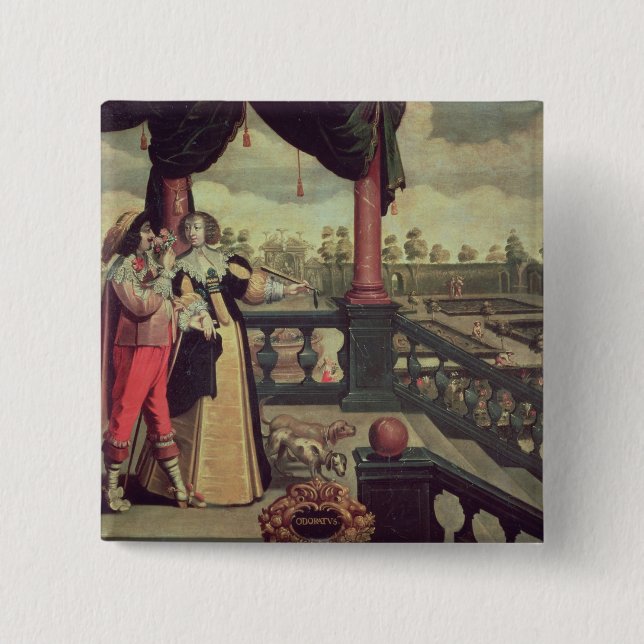 Chapa Cuadrada Los cinco sentidos - olor (Anverso)