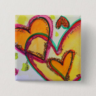 Chapa Cuadrada Los corazones rígidos conectan botones de arte o p