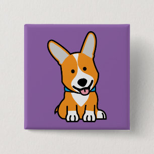 Chapa Cuadrada Los Corgis del Corgi persiguen el Pembroke feliz